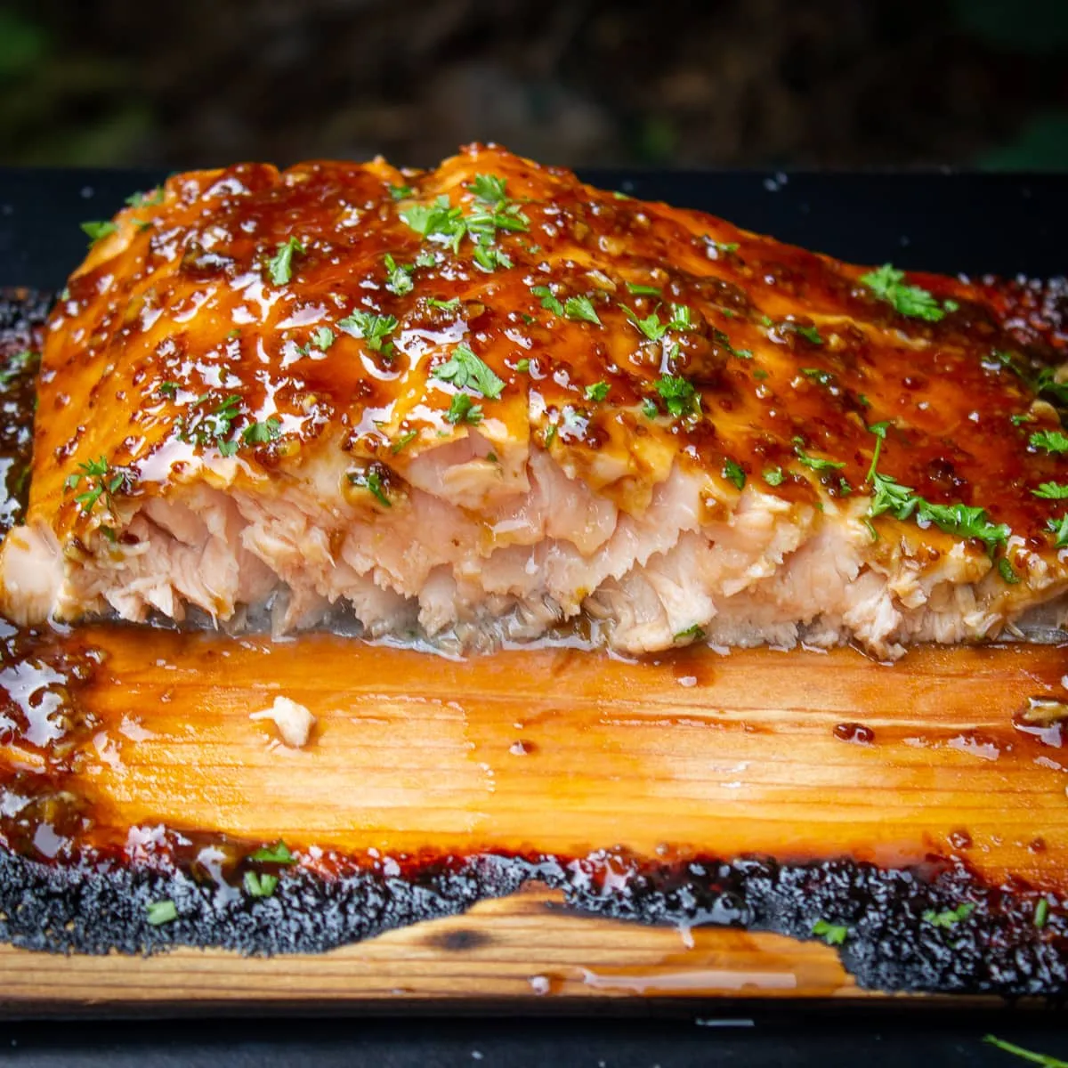 Maple Mustard Plank Salmon