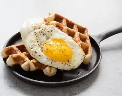 Maple Syrup Fried Eggs On Waffles