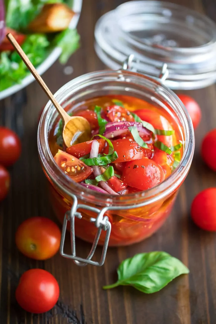 Marinated Cherry Tomatoes Over