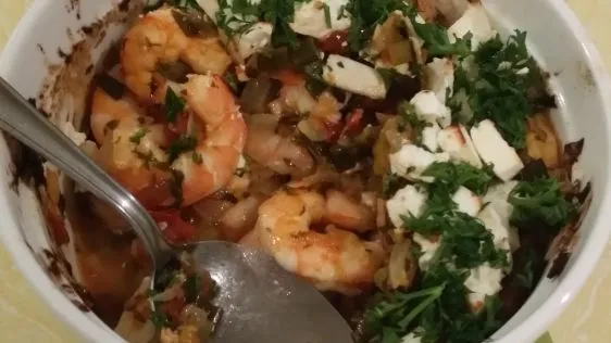 Mean Chefs Baked Prawns With Feta