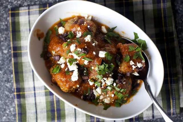 Meatballs In Garlic, Tomato And Mint Sauce