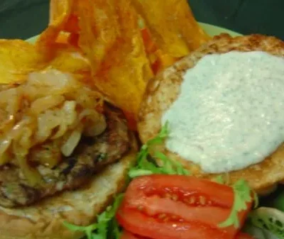 Mesa Burgers With Sage Aioli And Spicy Chips