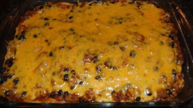 Mexican Ground Beef Tortilla Layer Casserole