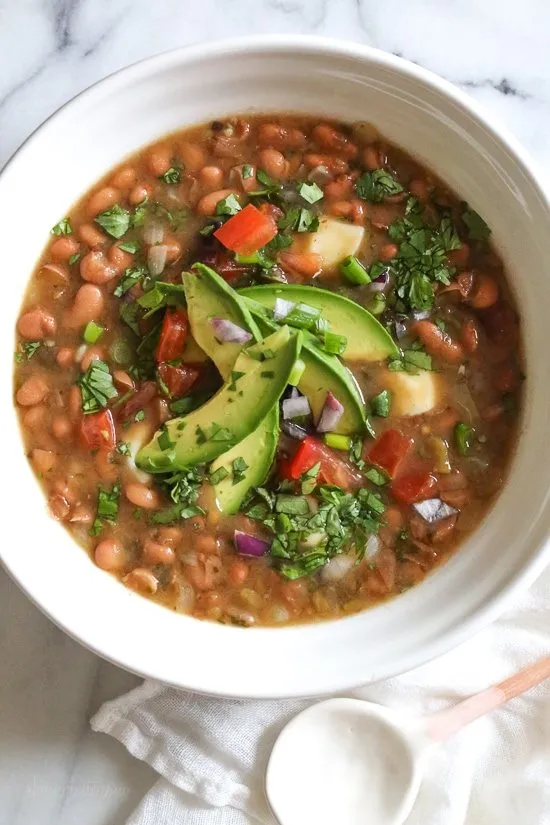 Mexican Pinto Beans With Queso Frijoles Con Todo