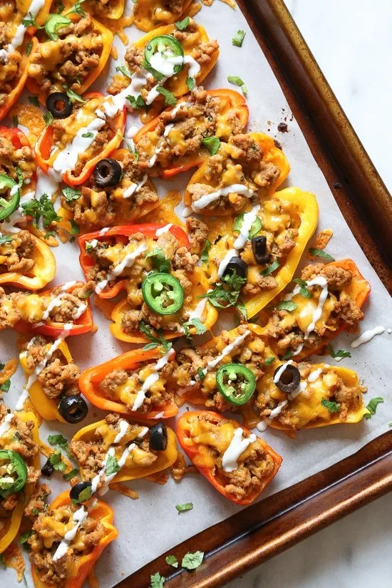 Mini Bell Pepper Loaded Turkey Nachos