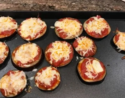 Mini Eggplant Crust Pizzas