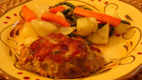 Mini Turkey Meatloaf with Oven-Roasted Root Vegetables