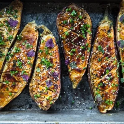 Miso Glazed Grilled Japanese Eggplant