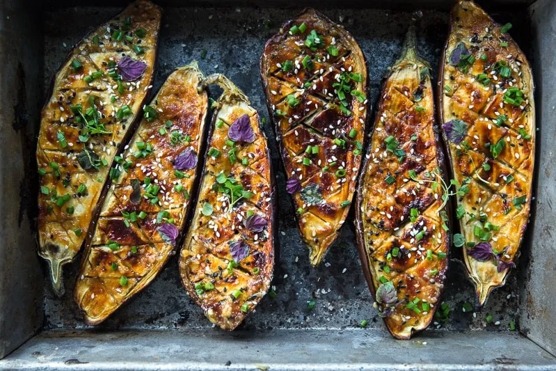 Miso Glazed Grilled Japanese Eggplant