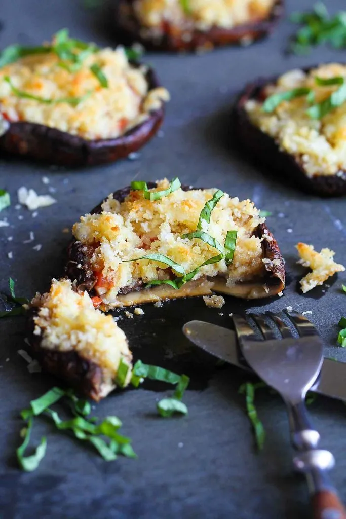 Mushrooms Topped With Tomatoes, Olives