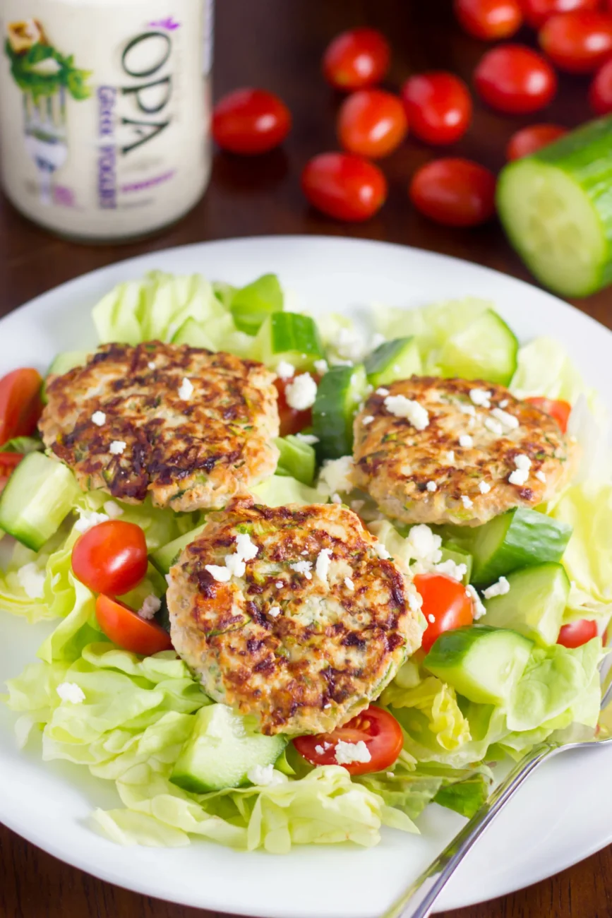 Naked Greek Feta-Zucchini Turkey Burgers