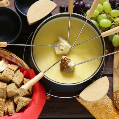 New Potatoes With Three Cheese Fondue