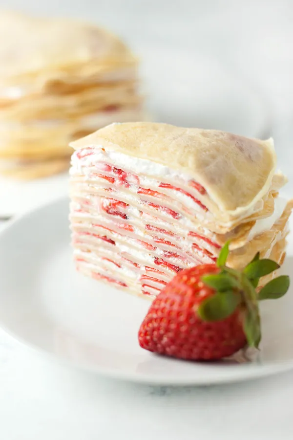 No-Bake Strawberries And Cream Crpe Cake