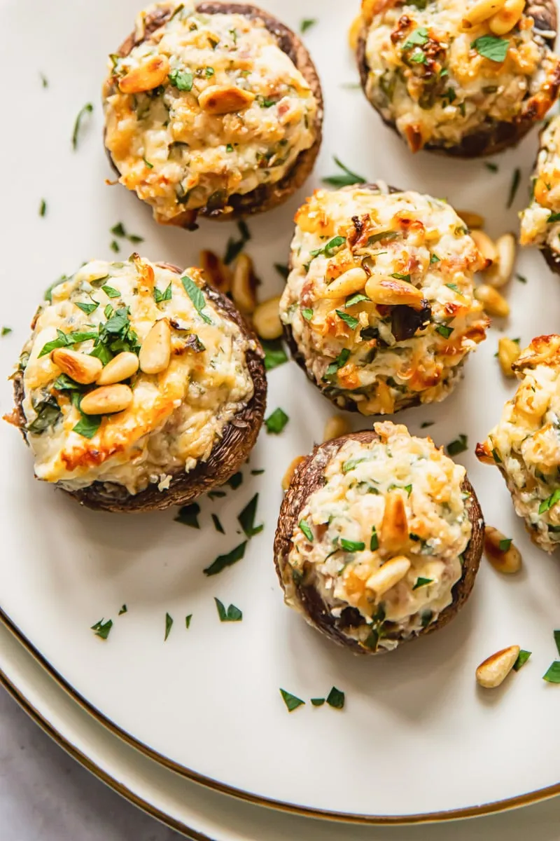 Nuts And Cream Stuffed Mushrooms