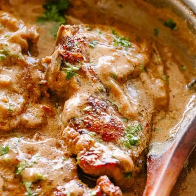 Onion And Garlic Smothered Pork Chops