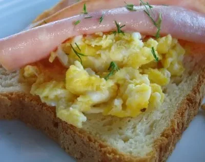 Open-Face Danish Ham And Egg Sandwich