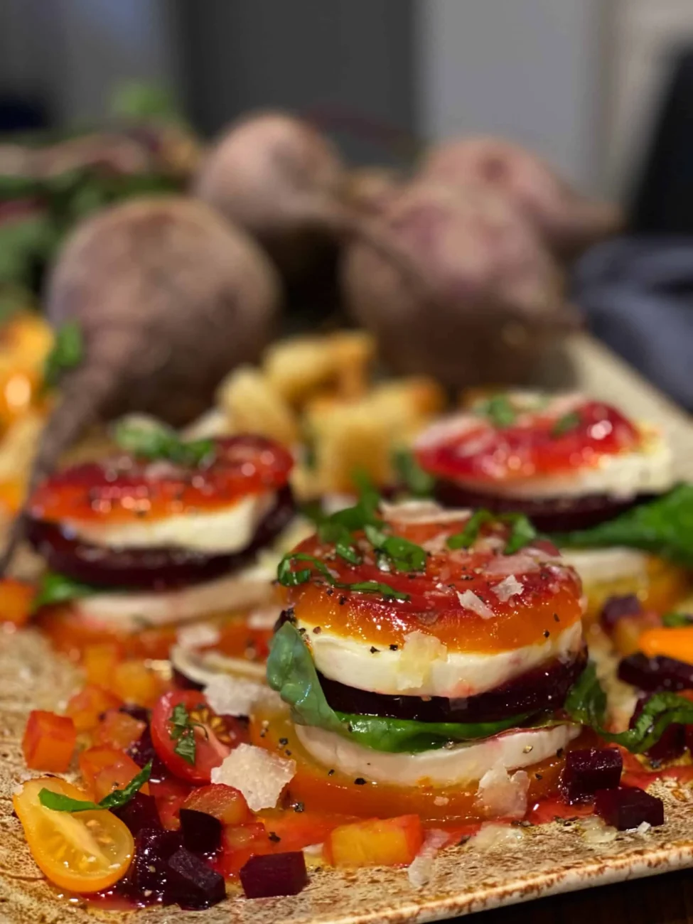 Orange And Mozzarella Towers With