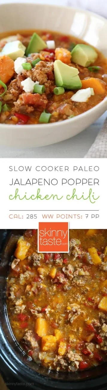 Paleo Jalapeno Popper Chicken Chili Slow Cooker And Pressure Cooker