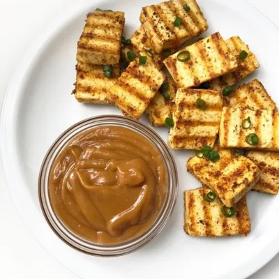 Pan Fried Tofu With Spicy Peanut Sauce