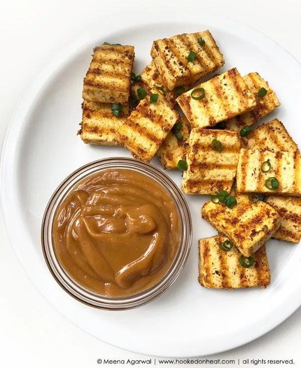 Pan Fried Tofu With Spicy Peanut Sauce