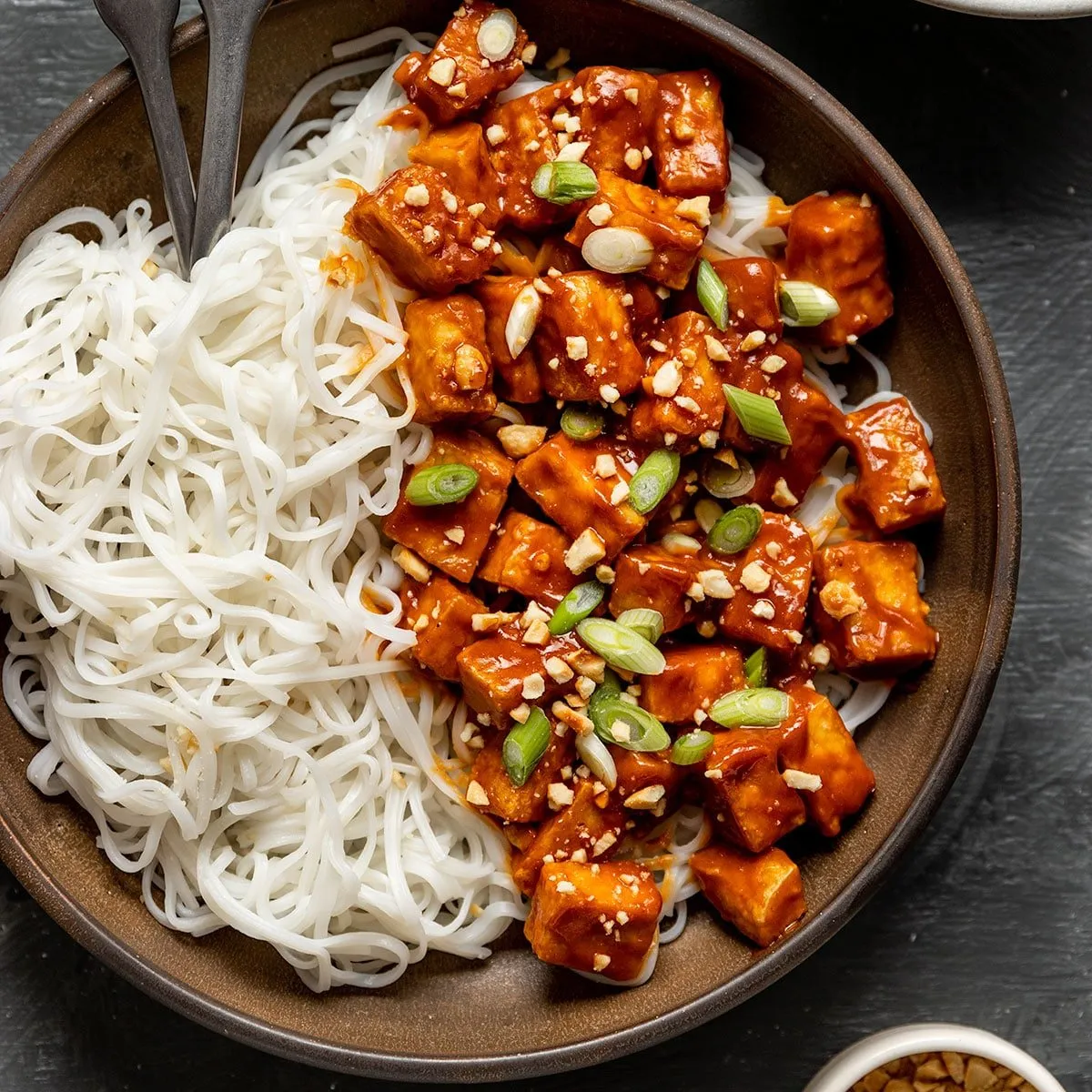 Pan Fried Tofu With Spicy Peanut Sauce