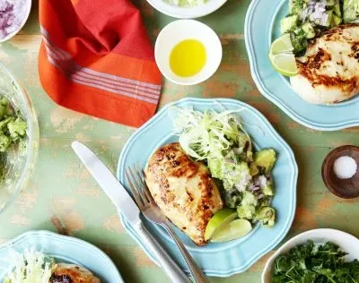 Pan Grilled Chicken With Avocado And Red