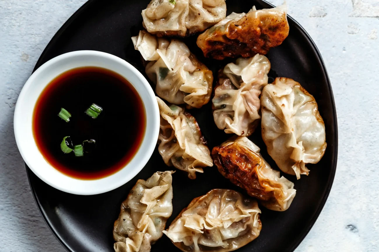 Pan Steamed Vegetable Dumplings With