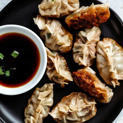 Pan Steamed Vegetable Dumplings With