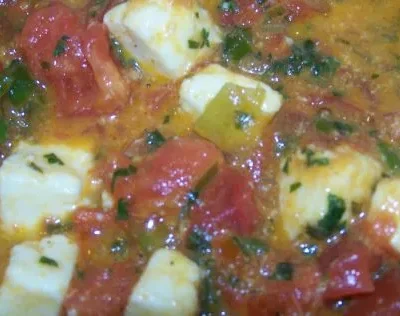 Paneer With Scallions And Tomatoes