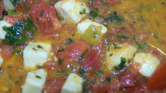 Paneer With Scallions And Tomatoes