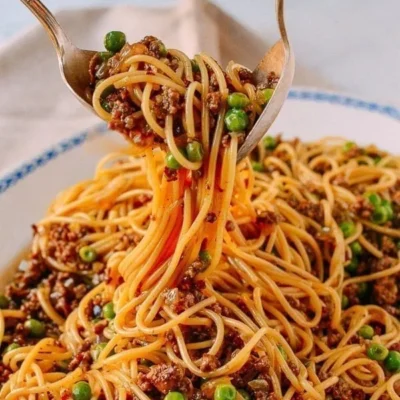 Pasta &Amp; Chinese Udong Noodles In Tomato Sauce