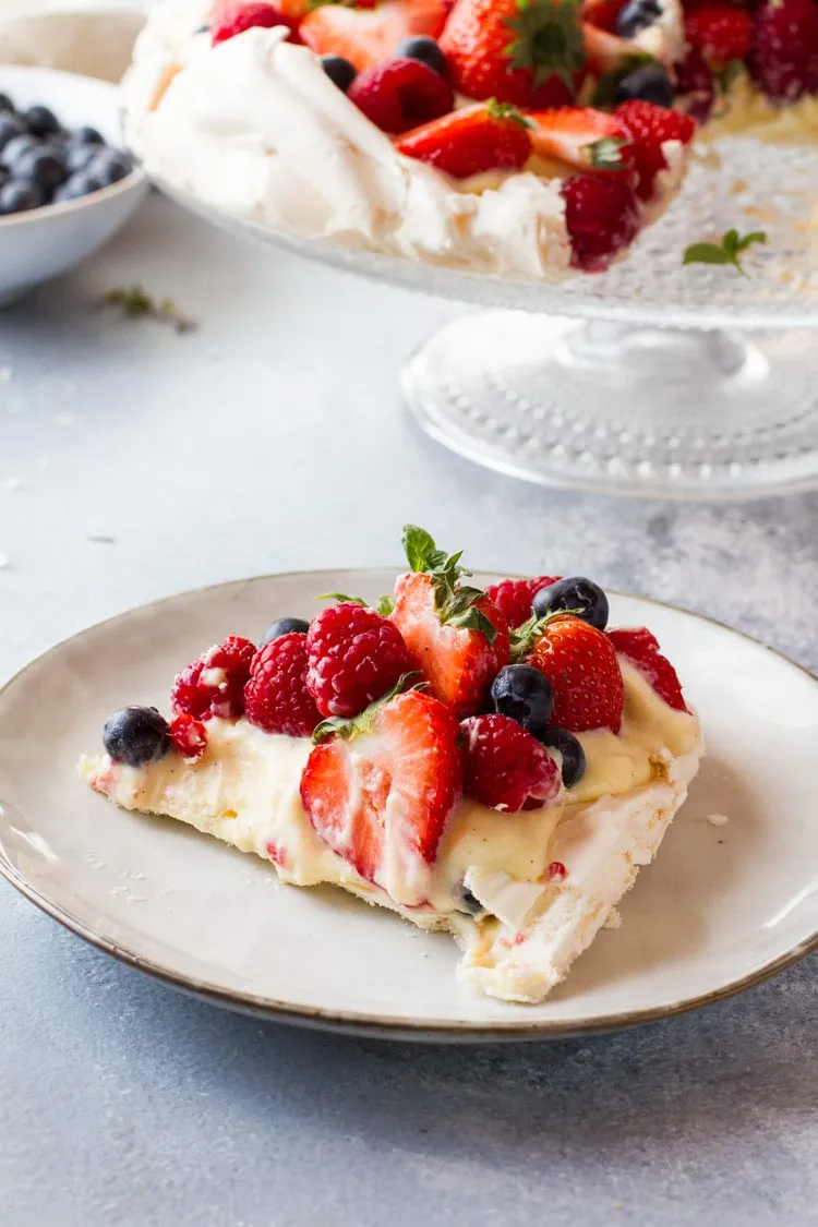 Pavlova With Fruit Custard Filling