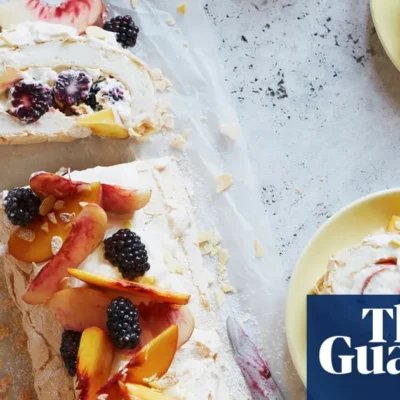 Peach And Passionfruit Pavlova Roll