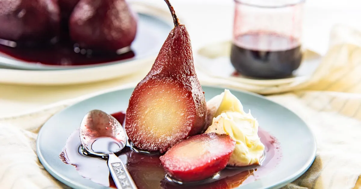 Pears In Red Wine Sauce