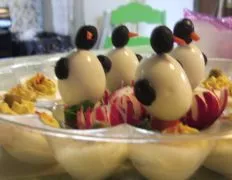 Penquins made from hard boiled eggs