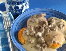 Peppered Sausage Gravy And Biscuits