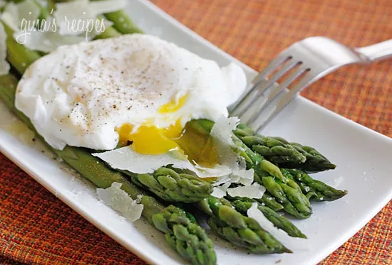 Perfectly Poached Eggs Over Tender Steamed Asparagus