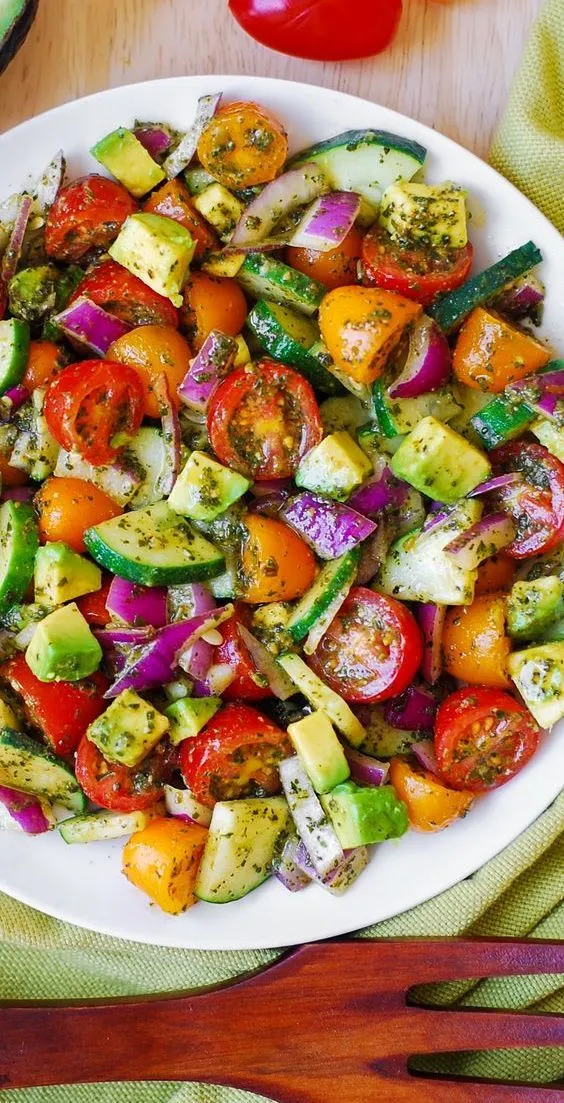 Pesto-Infused Tomato and Cucumber Salad Recipe