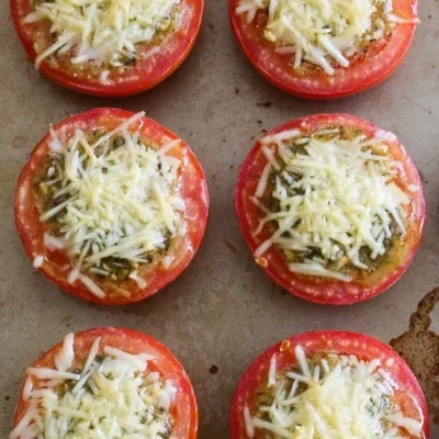 Pesto Parmesan Baked Tomatoes