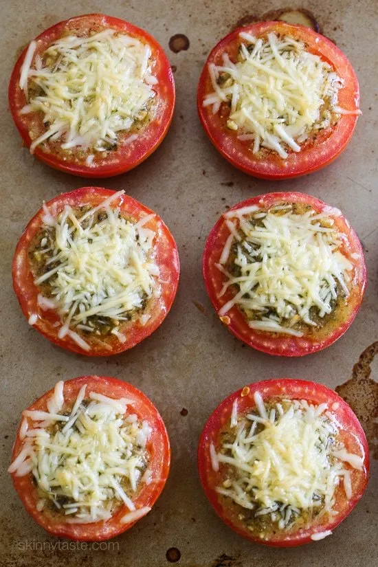 Pesto Parmesan Baked Tomatoes