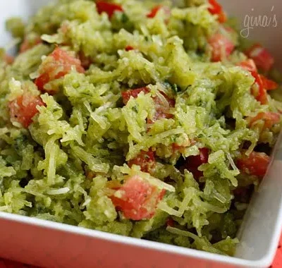 Pesto Spaghetti Squash With Tomatoes