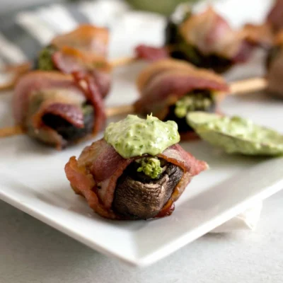 Pesto-Stuffed Cremini Mushrooms