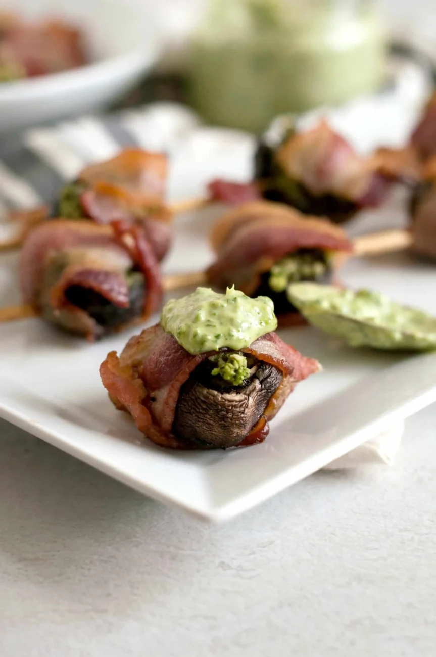 Pesto-Stuffed Cremini Mushrooms