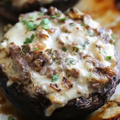 Philly Cheesesteak Stuffed Portobello Mushrooms