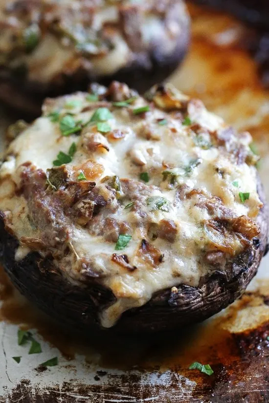 Philly Cheesesteak Stuffed Portobello Mushrooms