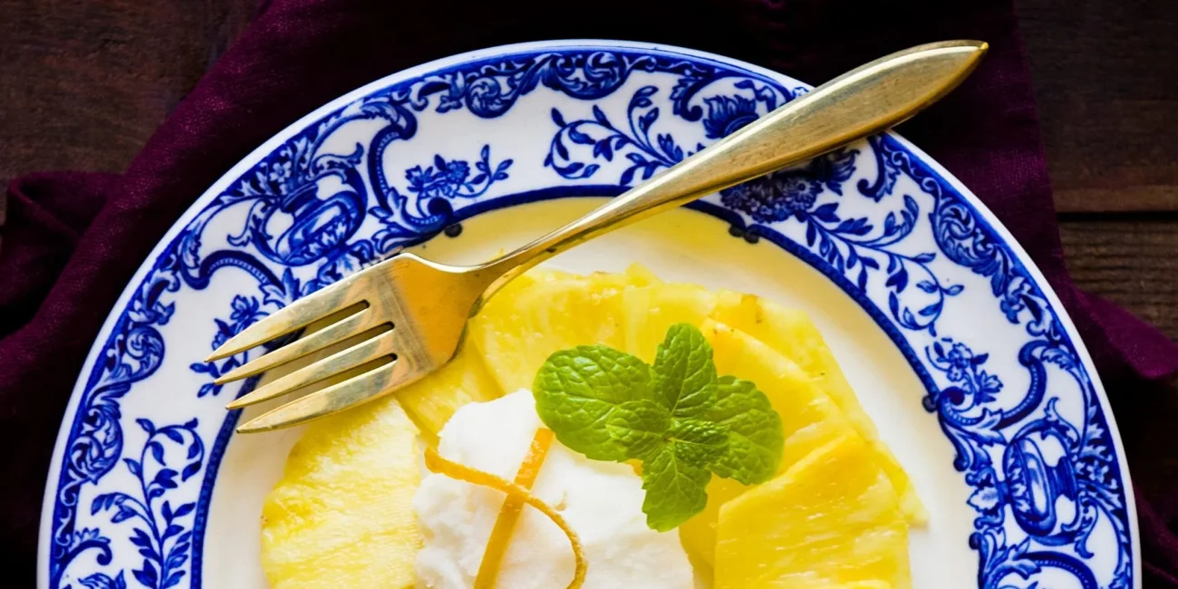 Pineapple Carpaccio With Mint Sugar