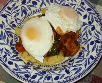 Polenta And Poached Eggs With Spinach And