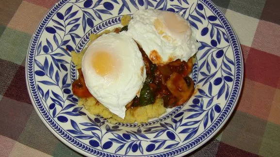 Polenta And Poached Eggs With Spinach And