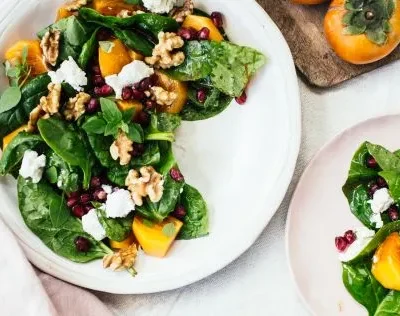 Pomegranate Persimmon Salad With Warm Goat