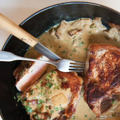 Pork Chops And Apples In Mustard Sauce